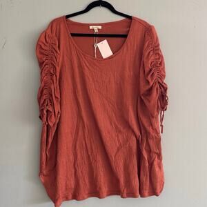 Max Studio 3X Ruched 3/4 Sleeve Tunic Top